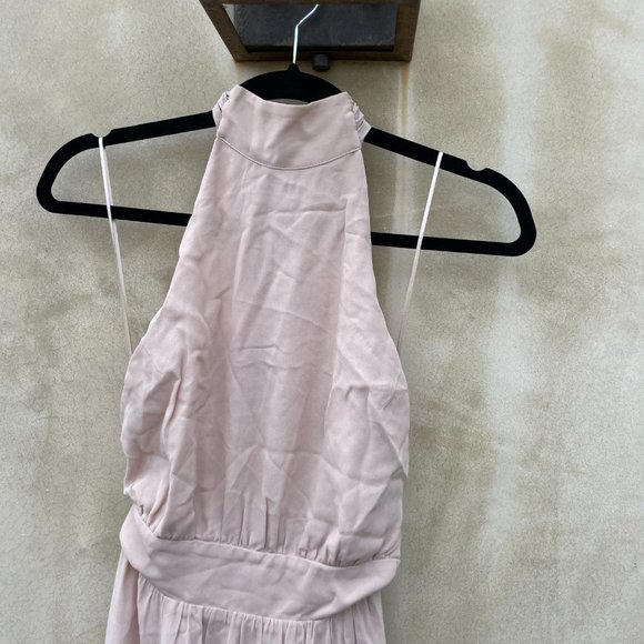 Reformation Andee Maxi Length Dress Champagne Halter Neckline Bow Tie Open Back - Picture 9 of 14